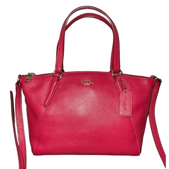 Coach Mini Emma Satchel Crossbody Red Pebble Leather - Picture 1 of 15
